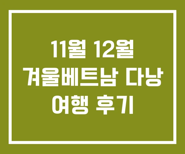 11월 12월 겨울베트남 다낭 여행 후기