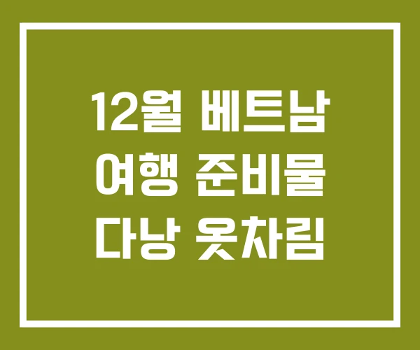 12월 베트남 여행 준비물 다낭 옷차림