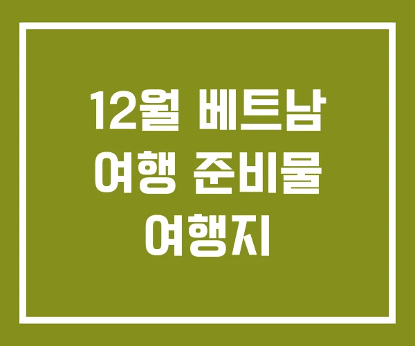 12월 베트남 여행 준비물 여행지