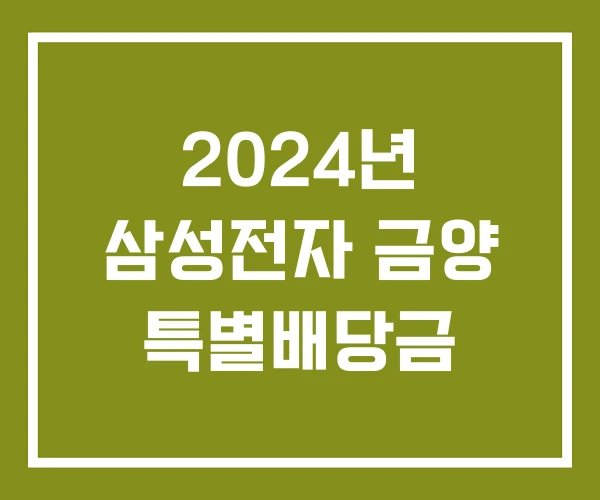 2024년 삼성전자 금양 특별배당금