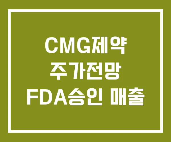 CMG제약 주가전망 FDA승인 매출