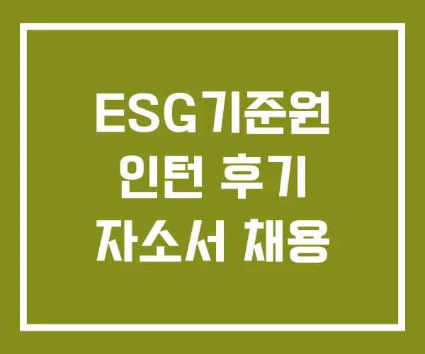 ESG기준원 인턴 후기 자소서 채용