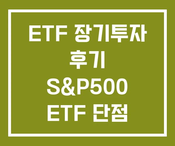 ETF 장기투자 후기 S&P500 ETF 단점