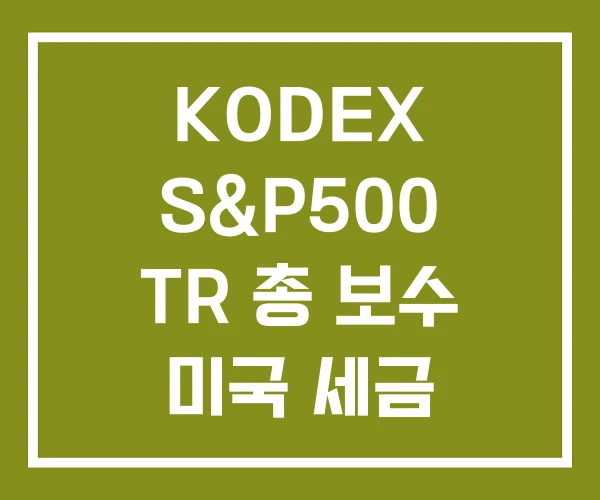KODEX S&P500 TR 총 보수 미국 세금