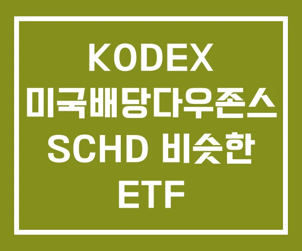 KODEX 미국배당다우존스 SCHD 비슷한 ETF