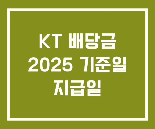 KT 배당금 2025 기준일 지급일