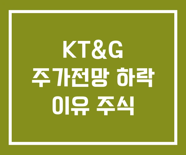 KT&G 주가전망 하락 이유 주식