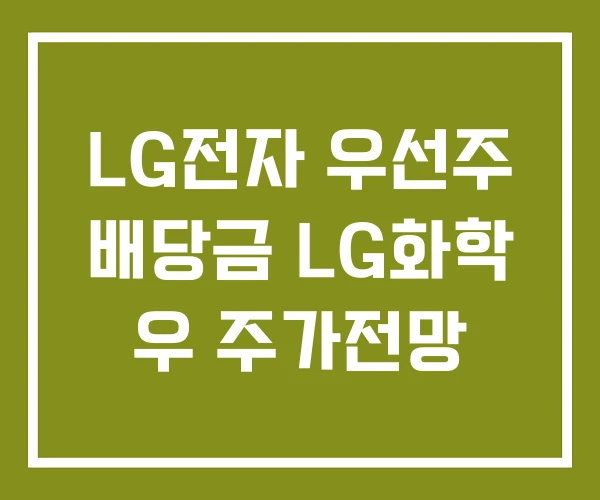 LG전자 우선주 배당금 LG화학 우 주가전망