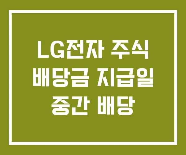 LG전자 주식 배당금 지급일 중간 배당