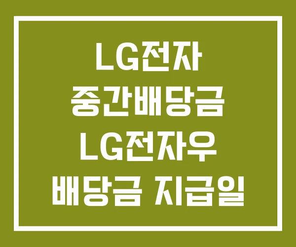 LG전자 중간배당금 LG전자우 배당금 지급일