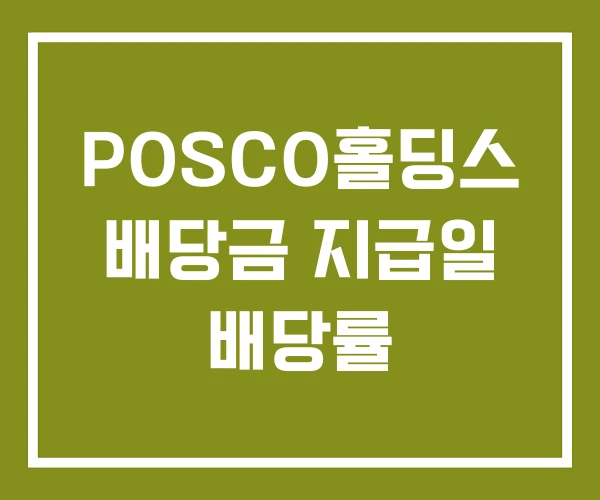 POSCO홀딩스 배당금 지급일 배당률