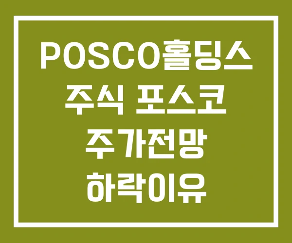 POSCO홀딩스 주식 포스코 주가전망 하락이유