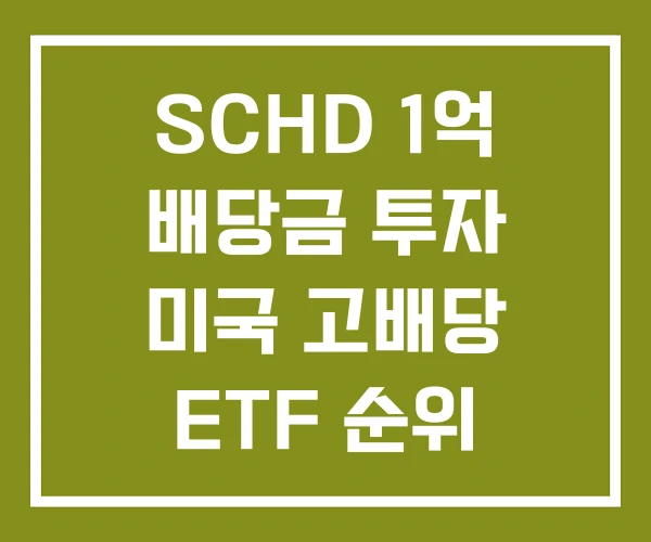 SCHD 1억 배당금 투자 미국 고배당 ETF 순위