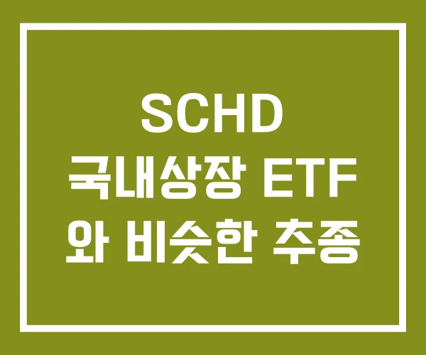 SCHD 국내상장 ETF 와 비슷한 추종