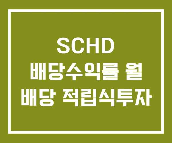 SCHD 배당수익률 월 배당 적립식투자