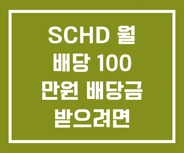 SCHD 월 배당 100 만원 배당금 받으려면