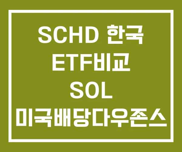 SCHD 한국 ETF비교 SOL 미국배당다우존스