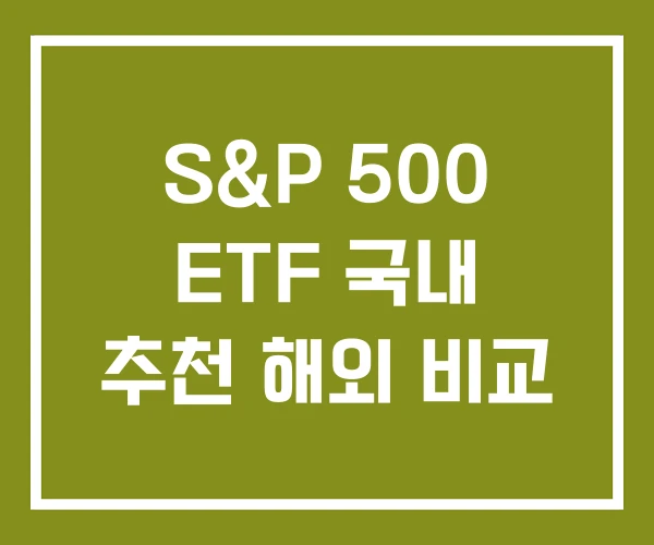 S&P 500 ETF 국내 추천 해외 비교
