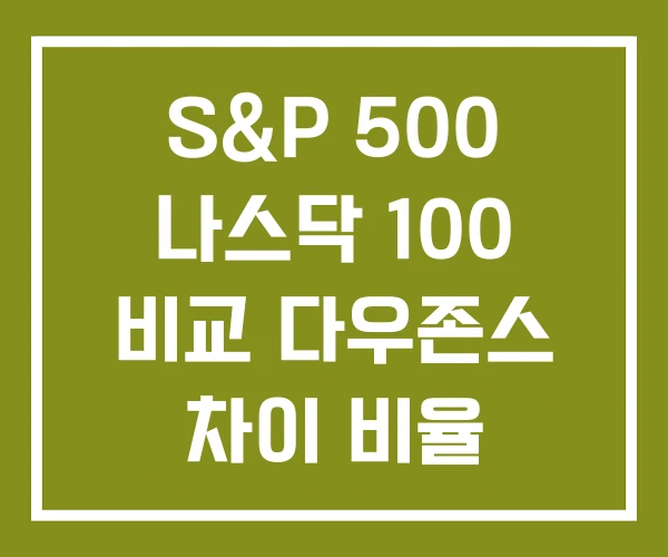 S&P 500 나스닥 100 비교 다우존스 차이 비율