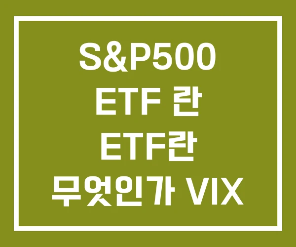 S&P500 ETF 란 ETF란 무엇인가 VIX