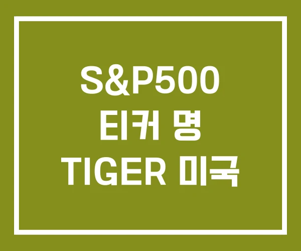 S&P500 티커 명 TIGER 미국