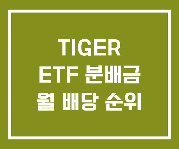 TIGER ETF 분배금 월 배당 순위