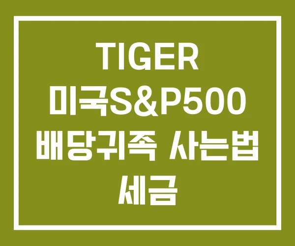 TIGER 미국S&P500 배당귀족 사는법 세금