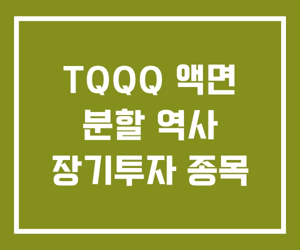 TQQQ 액면 분할 역사 장기투자 종목