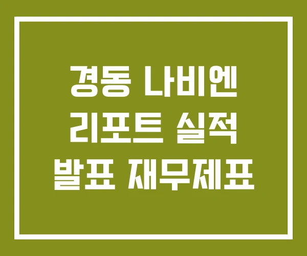 경동 나비엔 리포트 실적 발표 재무제표