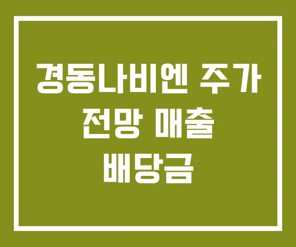 경동나비엔 주가 전망 매출 배당금