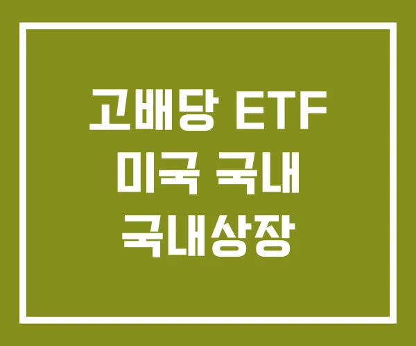 고배당 ETF 미국 국내 국내상장