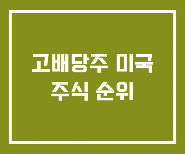 고배당주 미국 주식 순위