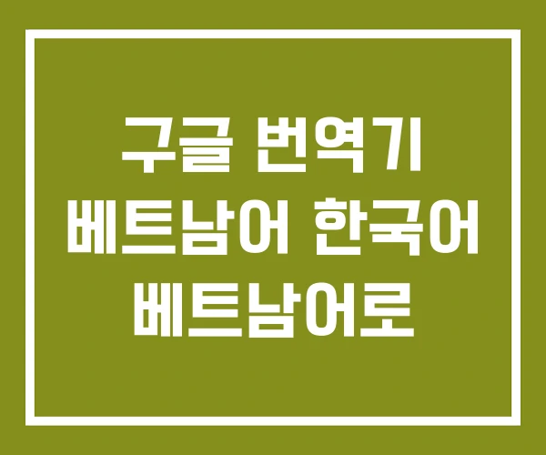 구글 번역기 베트남어 한국어 베트남어로