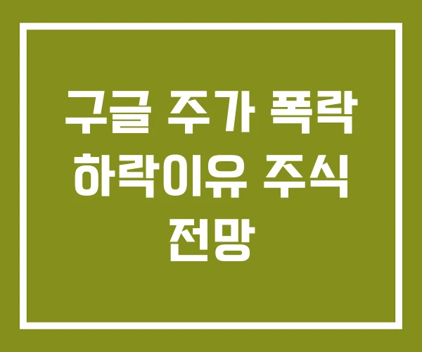 구글 주가 폭락 하락이유 주식 전망