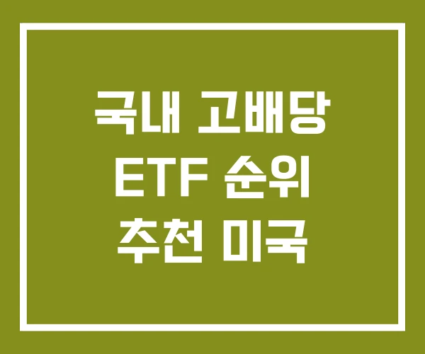 국내 고배당 ETF 순위 추천 미국