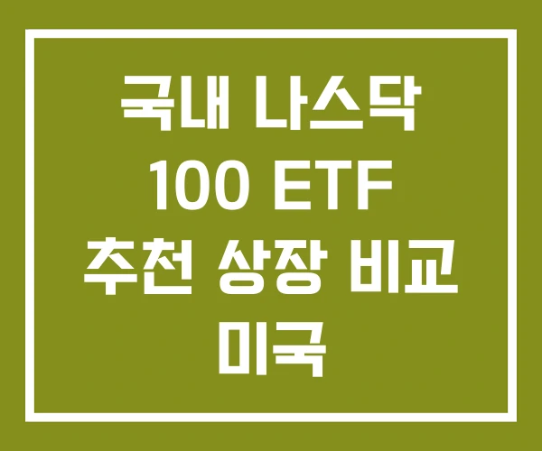 국내 나스닥 100 ETF 추천 상장 비교 미국