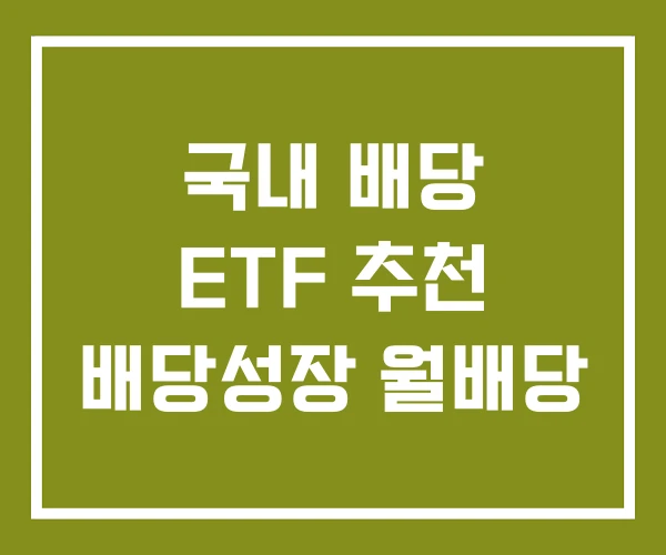 국내 배당 ETF 추천 배당성장 월배당