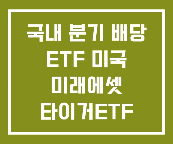 국내 분기 배당 ETF 미국 미래에셋 타이거ETF