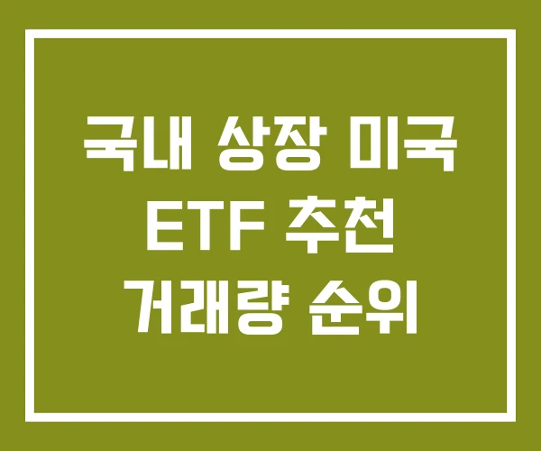 국내 상장 미국 ETF 추천 거래량 순위
