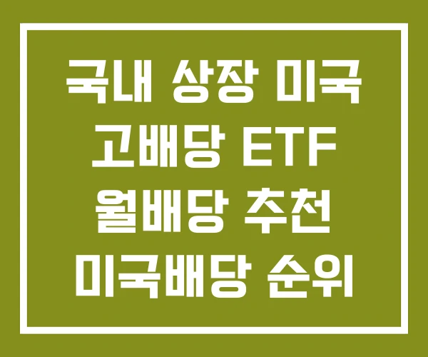 국내 상장 미국 고배당 ETF 월배당 추천 미국배당 순위