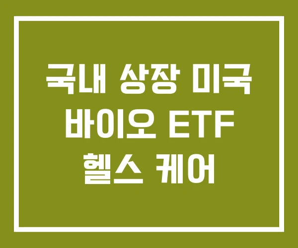 국내 상장 미국 바이오 ETF 헬스 케어