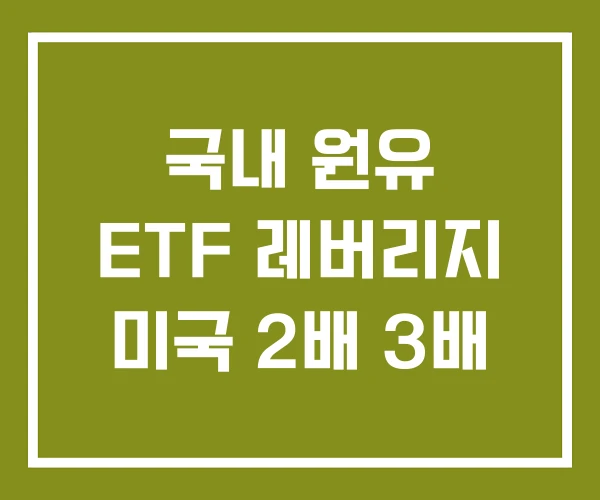 국내 원유 ETF 레버리지 미국 2배 3배