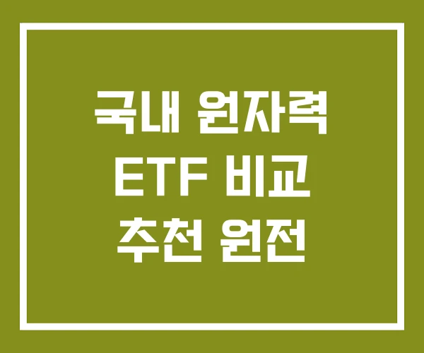 국내 원자력 ETF 비교 추천 원전