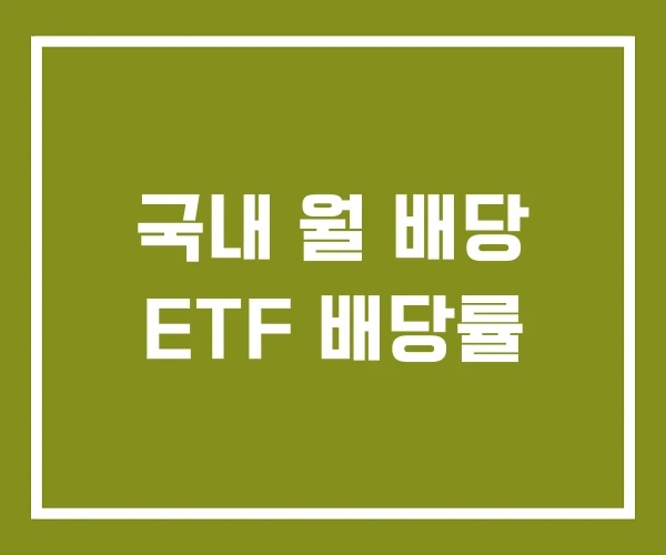 국내 월 배당 ETF 배당률
