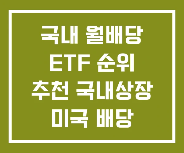 국내 월배당 ETF 순위 추천 국내상장 미국 배당
