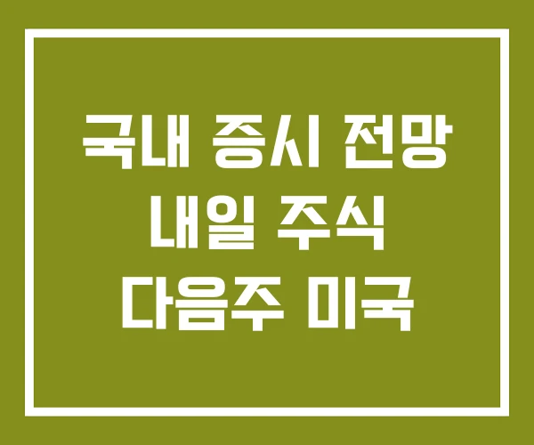 국내 증시 전망 내일 주식 다음주 미국