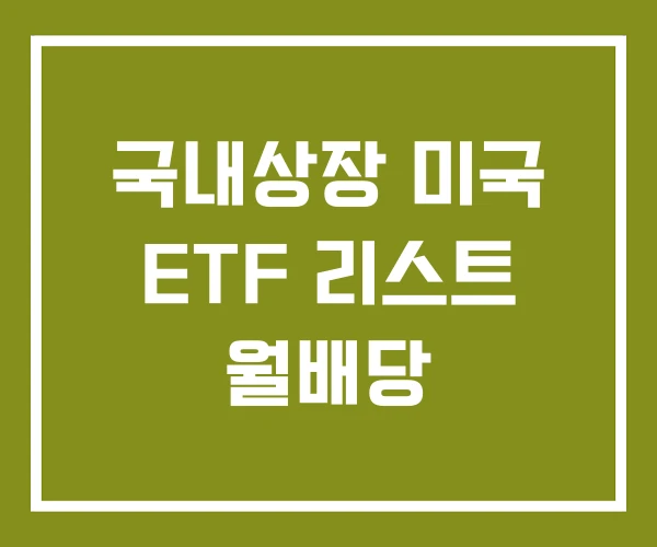국내상장 미국 ETF 리스트 월배당