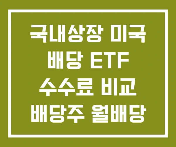 국내상장 미국 배당 ETF 수수료 비교 배당주 월배당