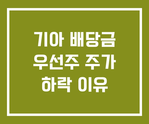기아 배당금 우선주 주가 하락 이유