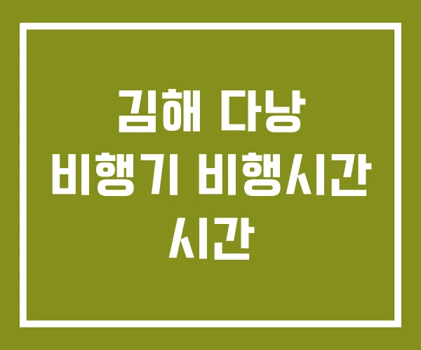 김해 다낭 비행기 비행시간 시간